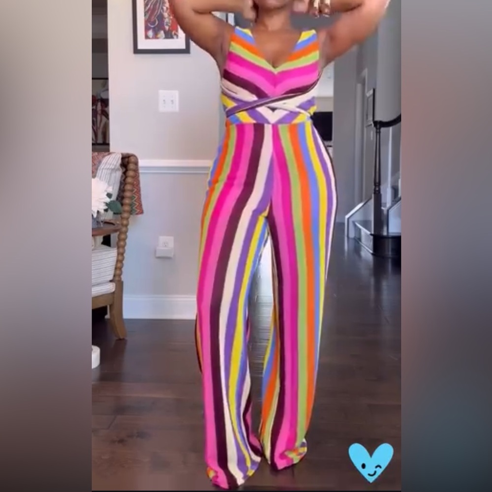 Colorful Striped Women's Jumpsuit